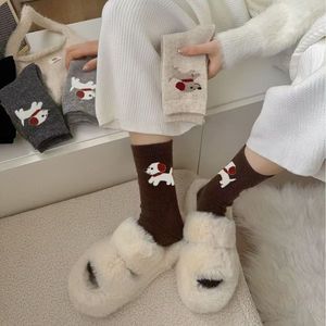 Cute Cartoon Puppy Thick Mid Calf <b>Socks</b> Women <b>Thermal</b> Winter Warm Knit Slouch <b>Socks</b> Korean Style Fashion <b>Socks</b> For Women - Product Image 1