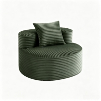 Canapé rond individuel moderne en velours côtelé compressé sous vide, fauteuil de relaxation incurvé et moelleux pour salon, balcon, chambre à coucher