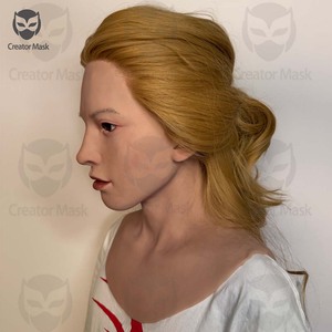 Masque de femme réaliste en silicone, blonde, faite à la main, effet peau véritable, pour Halloween, Pâques, masque d'acteur, cosplay, tournage de <span class=keywords><strong>film</strong></span> - Product Image 4