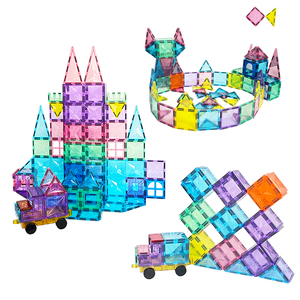 108件儿童益智玩具3D DIY磁铁积木套装儿童透明磁性积木瓷砖 - Product Image 1