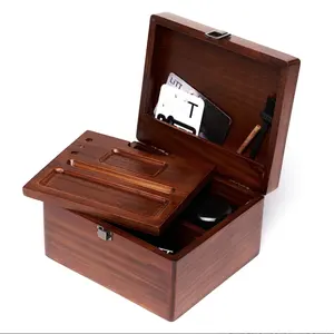 Acessórios para fumo caixa de embalagem de madeira rústica com compartimentos para tabaco