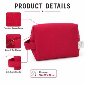 Bolsa Organizadora Portátil de Lona con Cierre y Asa de Transporte, Bolsa de Almacenamiento Cosmética Cuadrada con Logotipo Personalizado para Accesorios de Viaje - Product Image 3