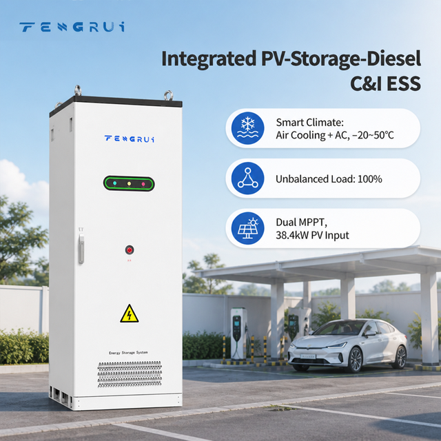Cost Effective LFP 314Ah 96kWh IP55 C4 Integrated PV-Storage-Diesel Dual MPPT C&I ESS for PV-EV Charging Integrated System