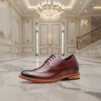 Chaussures habillées pour hommes en cuir véritable, nouveau design, style brogue, talon dissimulé, rehaussement de 7 cm, pour mariage, vente en gros usine