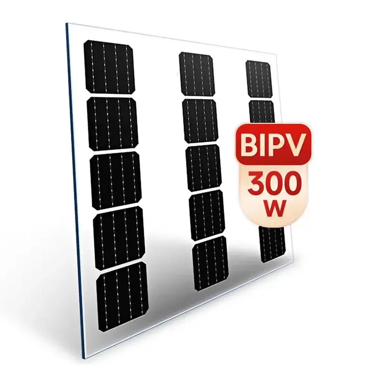 Modul pv transparan, 200w 300w 500w BIPV bentuk kustom transparan kaca ganda Panel surya untuk jendela