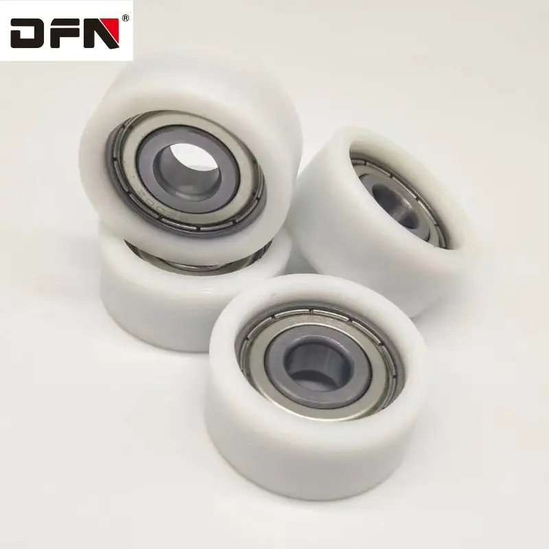 Small plastic coating bearing 604 608 bearing roller wheels 8x28x7 4x16x5 6x26x10 no noise polyurethane pu rubber coated bearing