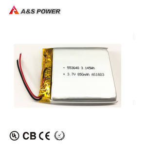 UL2054 CB KC certificate 553640 LiPo battery <span class=keywords><strong>3</strong></span>,7 V 850mAh lithium Li-ion polymer battery - Product Image 1