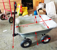 Chariot de jardin industriel à quatre roues avec benne basculante galvanisée de 85L, chariot à benne basculante OEM