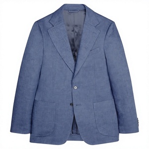 Bison Edge Apparel Mens Formal Business Blazer Classic Single Breasted Stretch 3D Embroidery Polyester <b>Suit</b> Jacket Custom OEM - Product Image 1