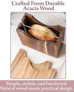 Trancheuse à pain en bois d'acacia, trancheuse à pain réglable, coupe-bagels en bois avec inserts amovibles et rainure de coupe large - Product Image 5