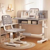 Ensemble bureau et chaise enfant JOHOOFURNITURE avec éclairage LED, table d'étude pour écolier avec tiroir coulissant et rangement