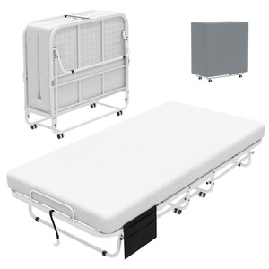 Fashion Portable Folding <strong>Bed</strong> <strong>Adjustable</strong> <strong>Single</strong> <strong>Bed</strong> with Wheels Metal Foldable <strong>Bed</strong> for Bedroom&amp;Office - Product Image 3