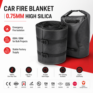 <span class=keywords><strong>Manta</strong></span> Ignífuga de Emergencia para Automóviles, Fibra de Sílice de Alta Calidad, Protección Térmica, Fabricante OEM - Product Image 1