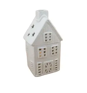 Home Decoration Christmas Ceramic Candle House,New Ceramic White Candle Holder