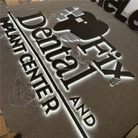 Letras Metálicas 3D con Retroiluminación Dorada, Letrero Comercial para Exteriores para Empresas y Hospitales, Resistente al Agua IP65