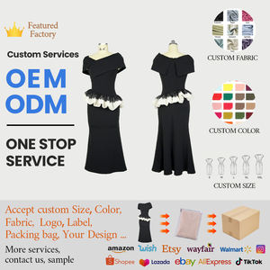 ZYHT 45099 vente en gros coréen dames vêtements vêtements épaules dénudées élégant été longue fête Viscose femmes Flare robes noires - Product Image 4