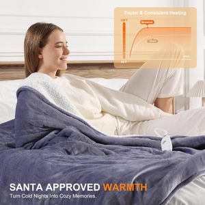 Manta <span class=keywords><strong>El</strong></span>éctrica Térmica de Tamaño Completo 72''x84'' Lavanda/Morado Franela Sherpa Doble Cara 5 Niveles de Calor Apagado Automático de 10 Horas - Product Image 2