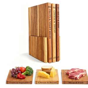 Planche à découper en bois d'acacia et d'ébène antidérapante, ensemble de 3 planches à découper en forme de <span class=keywords><strong>livre</strong></span> avec support, planche à découper en bois massif durable - Product Image 1