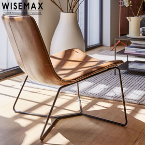 <span class=keywords><strong>Fauteuil</strong></span> de salon en <span class=keywords><strong>cuir</strong></span> gris moderne, détente pour <span class=keywords><strong>Club</strong></span> ou balcon, à cadre métallique, nouveau modèle - Product Image 4