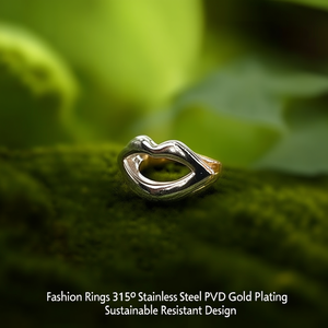 Fashion <b>Rings</b> 316L Stainless Steel PVD Gold Plating Sustainable Resistant Design - Product Image 3