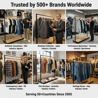 Présentoir à vêtements en métal LED avec base en bois, support de suspension pour boutique, présentoir de magasin de vêtements, équipement de showroom, personnalisable