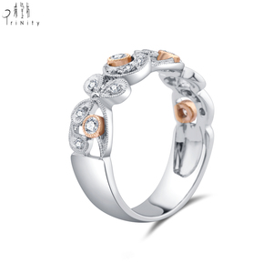 ใหม่เครื่องประดับFineโบราณสองโทนออกแบบMillegrainingหัตถกรรม 18KทองคําขาวRose Goldเพชรธรรมชาติแหวนวินเทจสําหรับผู้หญิง - Product Image 5