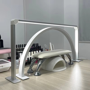 Table à ongles pliable avec lampe LED demi-lune, grande lampe de beauté et de tatouage carrée en alliage d'aluminium, éclairage de manucure, nouveau design, outil de vente en gros - Product Image 1