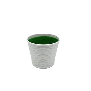 Pot rond imitation rotin 6,5 cm H 8 cm D pour plantes vertes et fleurs artificielles, utilisation en jardin, matériau en mousse plastique - Product Image 5