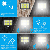 Sensor de Movimiento PIR LED 60COB IP65, Lámpara Solar de Seguridad para Exteriores, Recargable, Resistente al Agua, para Montaje en Pared, con Sensor de Amanecer y Anochecer