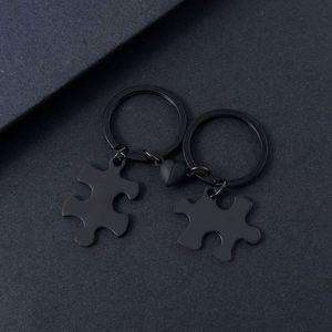 Stainless Steel Couple <b>Puzzle</b> Keychain Magnet Heart-shaped Small Label Laser Engraving logo Printing Blank Material Holiday Gift - Product Image 4