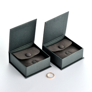 GLAMPKG New Arrival Microfiber Jewelry Cover Deboss Logo Button Pouch Magnetic Book Style Box With Foam Insert Packaging Set - Product Image 4