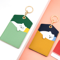 Expédition rapide mignon créatif dessin animé en cuir PU porte-clés mignon Animal porte-carte d'identité cadeaux
