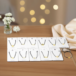 Bracciale con ciondolo in oro e filo nero in acciaio inossidabile, fatto a mano, 12 pezzi - Product Image 3