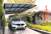 Cochera de Aluminio Resistente a la Intemperie y al Óxido, con Estructura Metálica y Panel de Policarbonato para Protección de Vehículos en Exteriores
