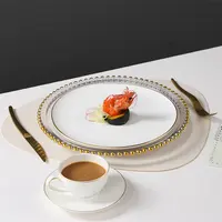 Service à thé européen avec bordure dorée, Design luxueux en relief, en forme d'os de café de l'après-midi, en porcelaine