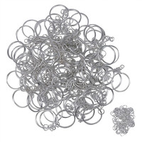 Vente directe usine – Chaîne porte-clés en nickel métallique 25-30 mm, anneau porte-clés rond plat argenté avec longue chaîne pour pendentif de sac