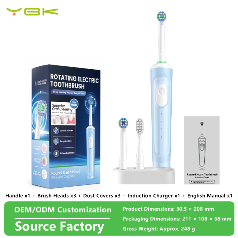 Sky blue 3pcs toothbrush heads