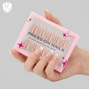 <span class=keywords><strong>Uñas</strong></span> Artificiales de Alta Calidad, 30 Piezas, Estilo Francés, Forma Almendrada Corta, Perladas, <span class=keywords><strong>Uñas</strong></span> Postizas con Empaque Personalizado de Marca - Product Image 3