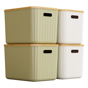 JX Cross-border Rattan Cover 35L <strong>Stackable</strong> Living Room <strong>Storage</strong> <strong>Box</strong> Plastic Cosmetics Sundries Bedroom Clothes Household Simple - Product Image 2