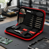 Kit d'outils à main de 26 pièces avec tournevis de précision, clés hexagonales et embouts pour réparation, avec étui de rangement à fermeture éclair