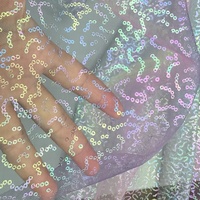 Ruban en organza à sequins holographiques brillants en gros, ruban en maille dégradé fantaisie pour la décoration de vêtements