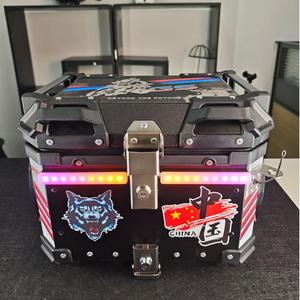 55L alliage d'aluminium moto hayon top case scooter coffre grande capacité boîte à bagages coffre universel haut-parleur queue boîte - Product Image 4
