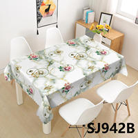 Nappe en PVC Imprimée Motif Floral Effet Marbre, Imperméable et Anti-Taches, pour Maison, Restaurant, Mariage, Fête, Banquet - Offre Spéciale