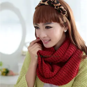 machine girls fashion knitted neck warmer scarf factory Knit Ribbed Infinity winter Warm Solid Color Circle Scarf for men women