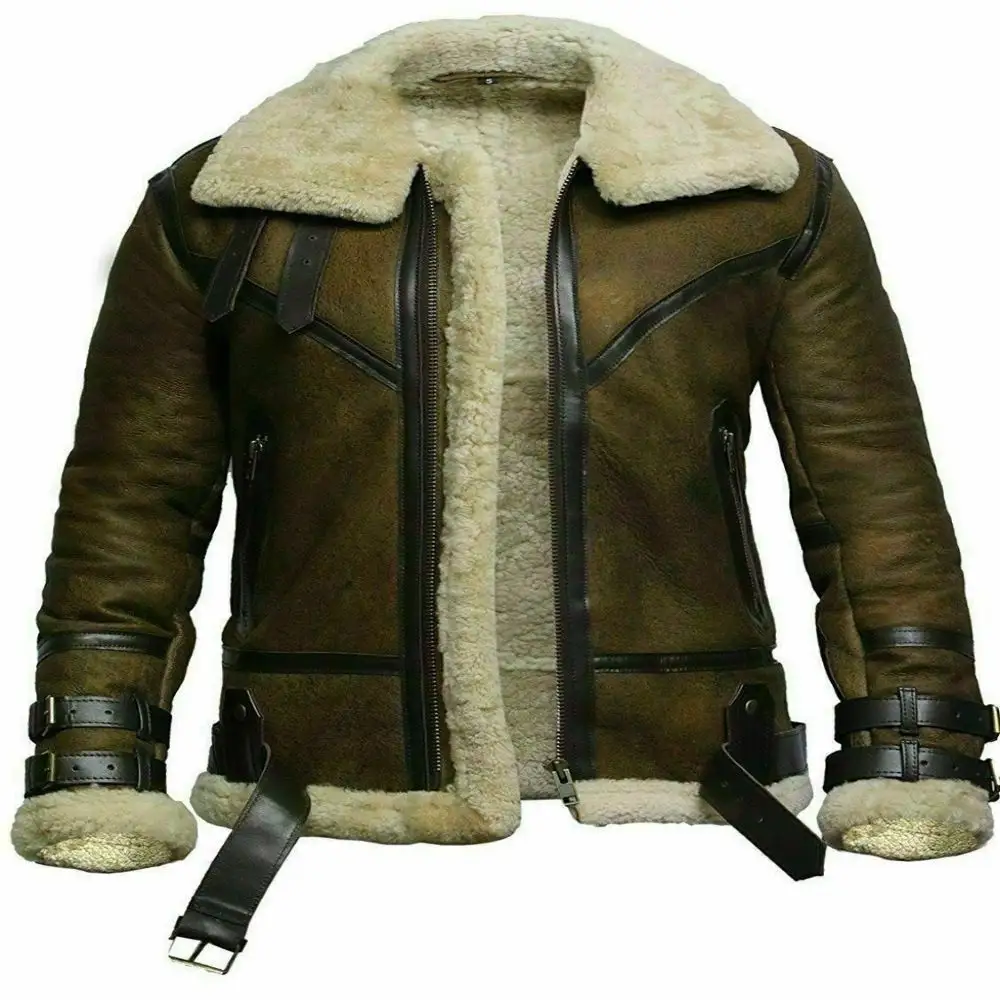 2021 RAF Aviator B3 Bomber di Pelliccia Shearling Mens Pelle di Pecora Genuino Giacca di Pelle Con Il Formato Su Misura