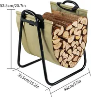 Kamin Log Holder Rack mit Canvas Log Carrier für Indoor Outdoor Holz Lagerung Log Bin Heavy Duty (Olive Drab Faded)