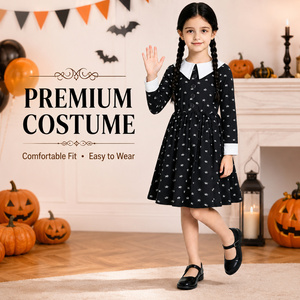 Abito Nero Estivo Transfrontaliero Mercoledì, Costume COS Famiglia Addams, Abbigliamento Streetwear, Outfit per Performance di Halloween - Product Image 1