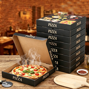 Caja de Cartón Corrugado Negra Personalizada para Pizza, Contenedor para Llevar, Caja de Embalaje para Pizza con Logotipo - Product Image 2