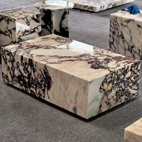 Table basse carrée en marbre italien Calacatta Viola, design moderne et luxueux, écologique, à profil bas, pour Shanghai