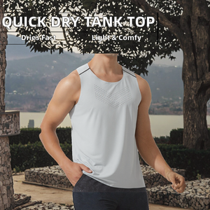 เสื้อกล้ามวิ่งผู้ชาย น้ำหนักเบา ผลิตจากโพลีเอสเตอร์ 100% เป็นมิตรกับสิ่งแวดล้อม แห้งเร็ว ระบายอากาศได้ดี เหมาะสำหรับฤดูร้อน กิจกรรมกลางแจ้ง ฟิตเนส มาราธอน - Product Image 3